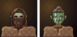 Half-Orc portraits, male and female