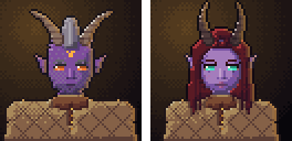 Tiefling portraits, male and female