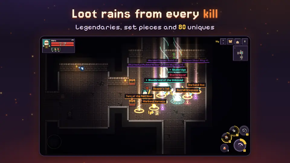 A boss erupting into a rain of legendaries, set pieces and uniques