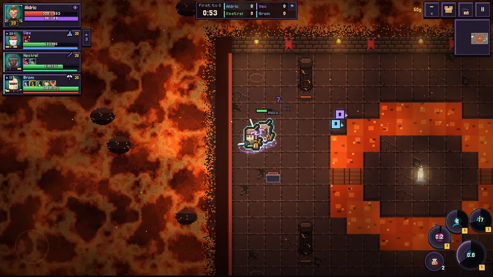 Two heroes dueling in a PvP arena